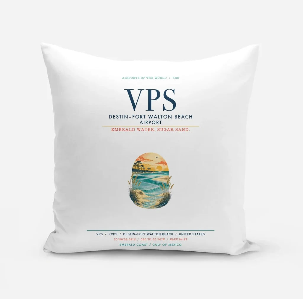 Destin Fort Walton Beach Airport (VPS) design on white pillow