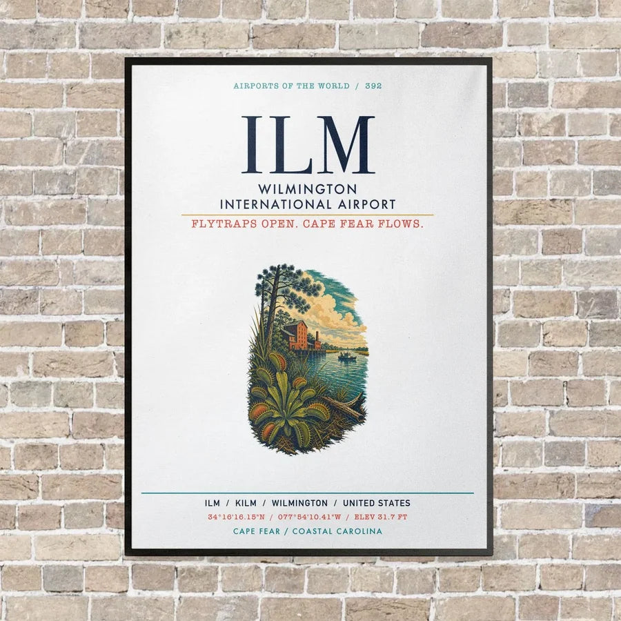 Wilmington International Airport ILM vertical canvas print - framed - white background