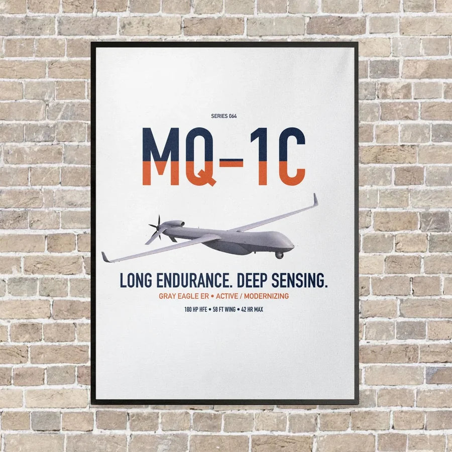 MQ-1C Gray Eagle ER vertical canvas print - framed - white background