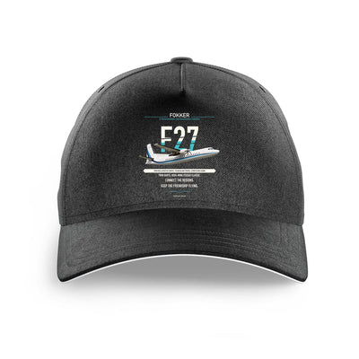 Fokker F27 Mark 500 Friendship design on black printed hat