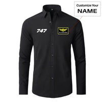 Thumbnail for Boeing 747 Flat Text aviation design printed on soft cotton long-sleeve 2D shirt.