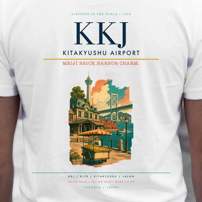 Kitakyushu Airport (KKJ) double-side t-shirt design close-up cover