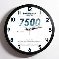 Thumbnail for Bombardier Global 7500 design on white framed wall clock