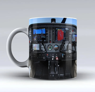 Cessna 172 Cockpit aviation design on ceramic mug, premium ceramic with glazed finish.