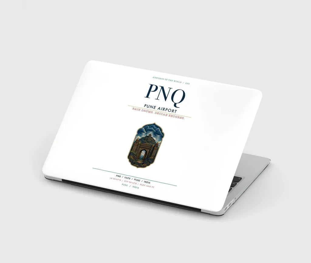Pune Airport (PNQ) design on white MacBook case
