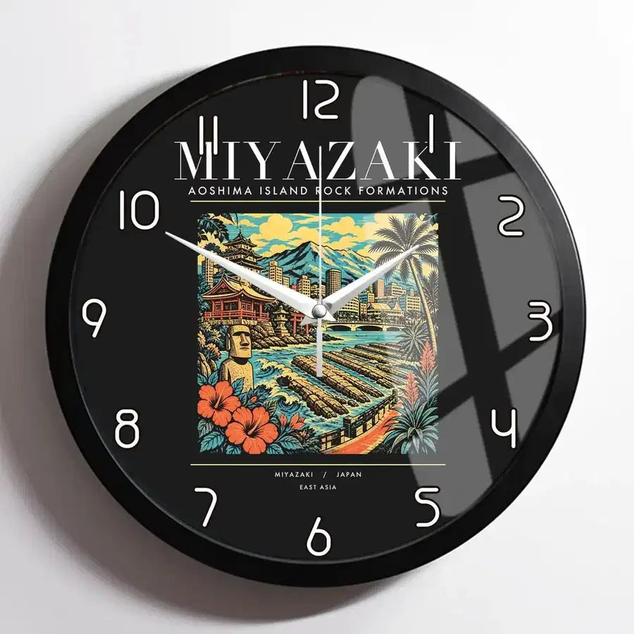 MIYAZAKI - Poster - Wall Clock Framed - Black