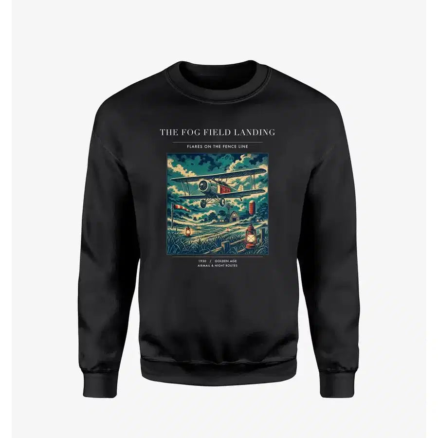 VINTAGE G4150 - The Fog Field Landing - Designed Sweatshirts design on black