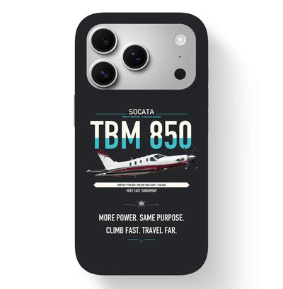 Socata TBM 850 design on black magsafe iphone case, for iPhone 17 Pro