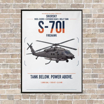 Sikorsky S-70i FIREHAWK vertical canvas print - framed - white background