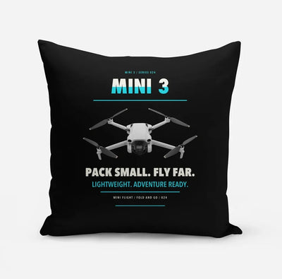 DJI Mini 3 design on black pillow