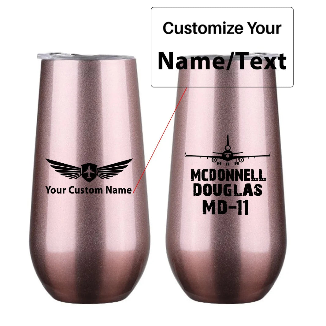 McDonnell Douglas MD-11 & Plane 6oz Egg aviation design on 6oz egg cup, compact 6oz ceramic.
