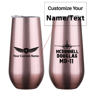 McDonnell Douglas MD-11 & Plane 6oz Egg aviation design on 6oz egg cup, compact 6oz ceramic.