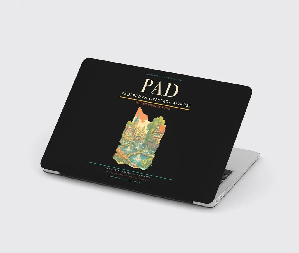Paderborn Lippstadt Airport (PAD) design on black MacBook case