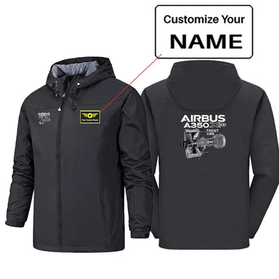 Airbus A350 & Trent Wxb Engine Rain Jackets & Windbreakers aviation design printed on waterproof shell with sealed seams rain.