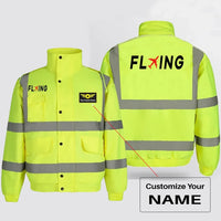 Thumbnail for Flying aviation design printed on insulated shell with high-visibility reflective panels reflective winter jacket.