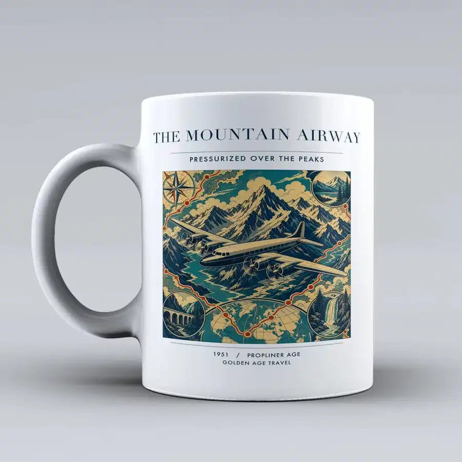 VINTAGE G4083 - The Mountain Airway - Ceramic Mug design on white