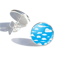 Thumbnail for Side view of Amazing Clouds aviation stud earrings in stainless steel, polished finish.