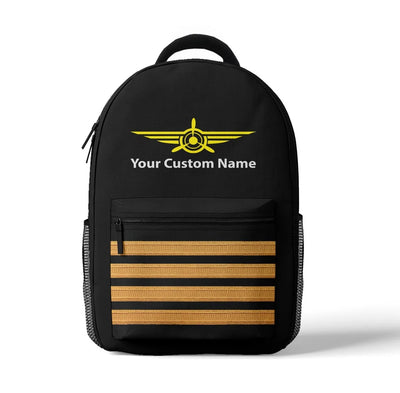 Custom Name Badge (3) + Epaulettes aviation backpack in durable polyester.