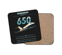 Thumbnail for Bombardier Challenger 650 design on black 1 piece coaster