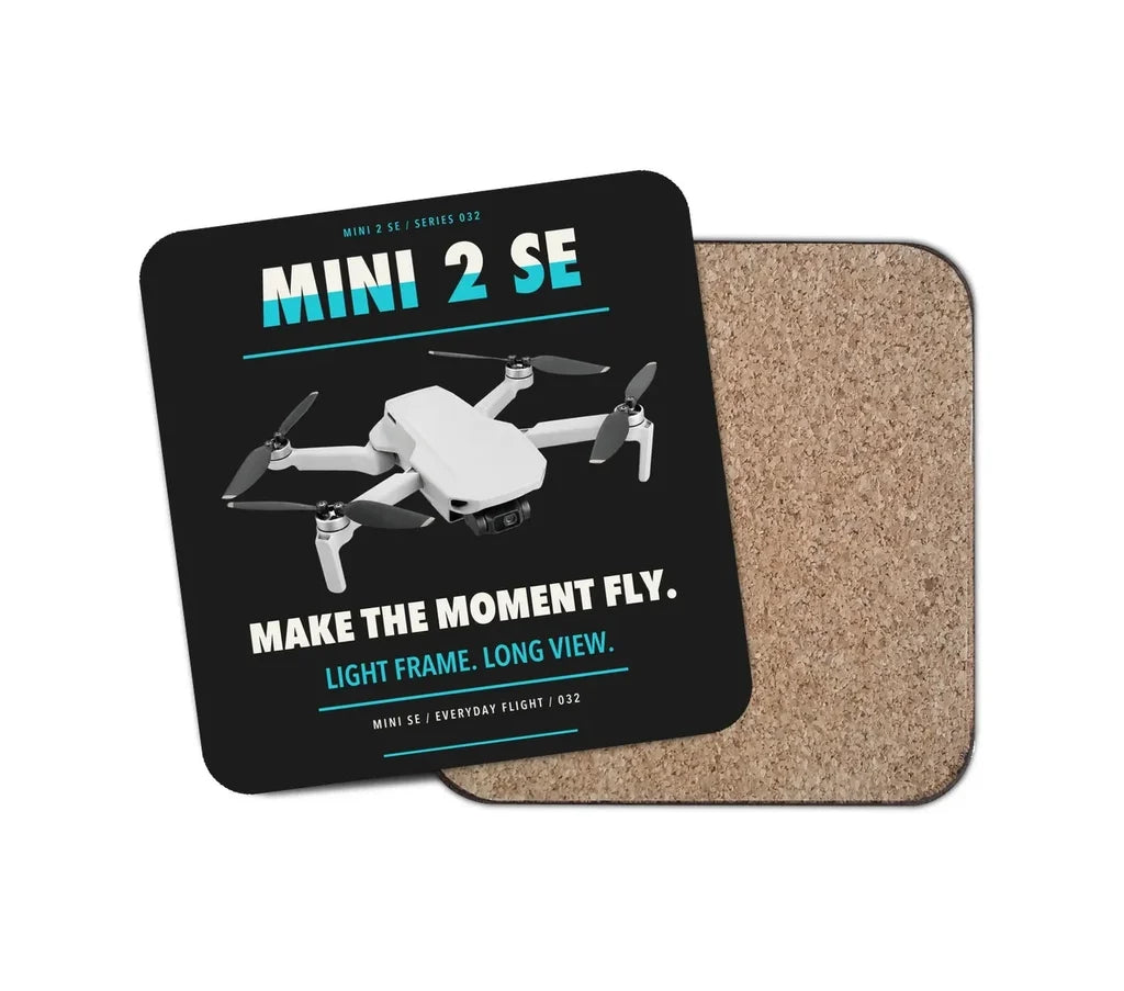 DJI Mini 2 SE design on black 1 piece coaster