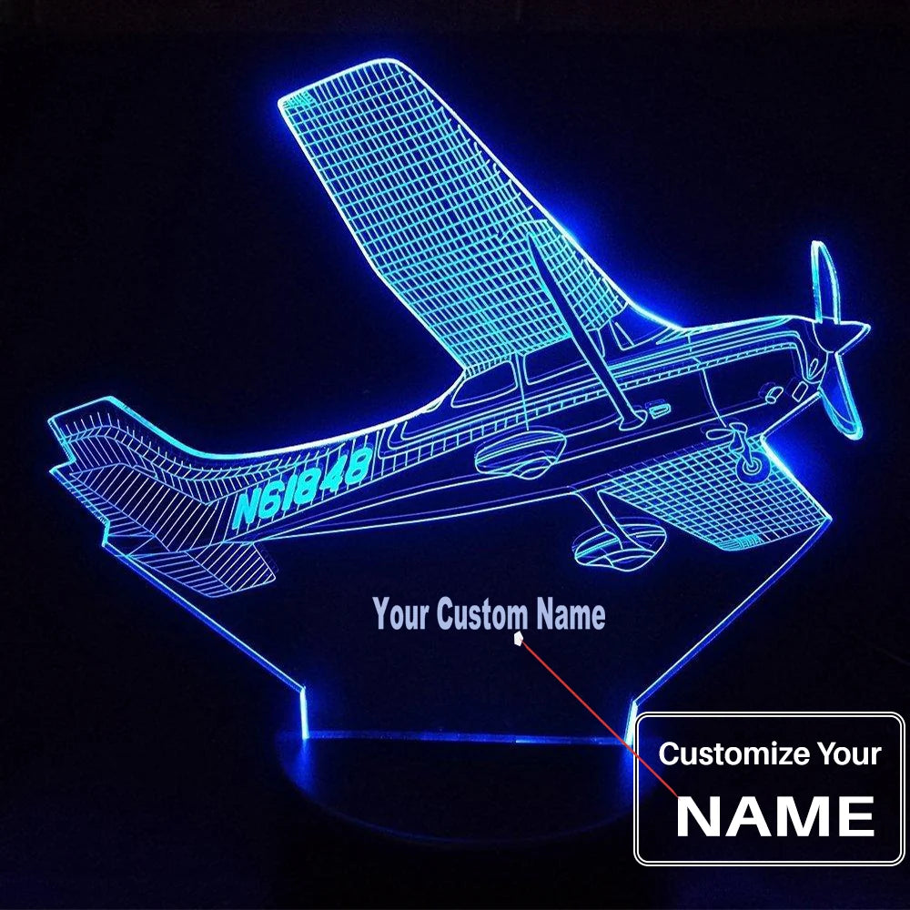Rolling Amazing Cessna 172 Skyhawk aviation themed 3D night lamp, premium acrylic with LED.