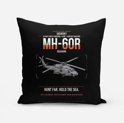 Sikorsky MH-60R Seahawk design on black pillow