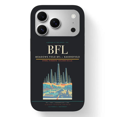 Bakersfield Airport (BFL) design on black iPhone 17 Pro MagSafe case