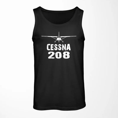 Cessna 208 & Plane aviation design on breathable cotton tank top.