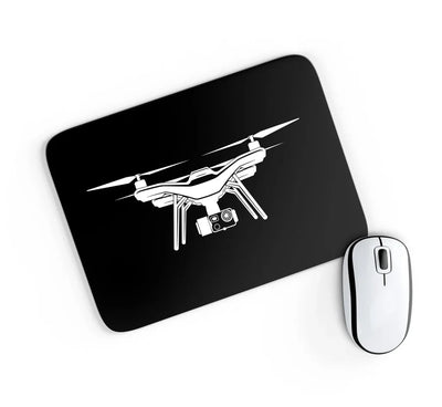 Drone Silhouette aviation design on neoprene with anti-slip base mouse pad.