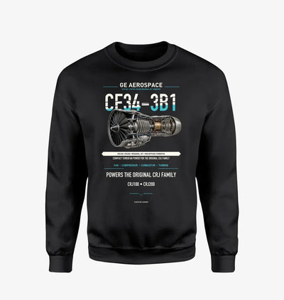 CF34-3B1 design on black sweatshirt