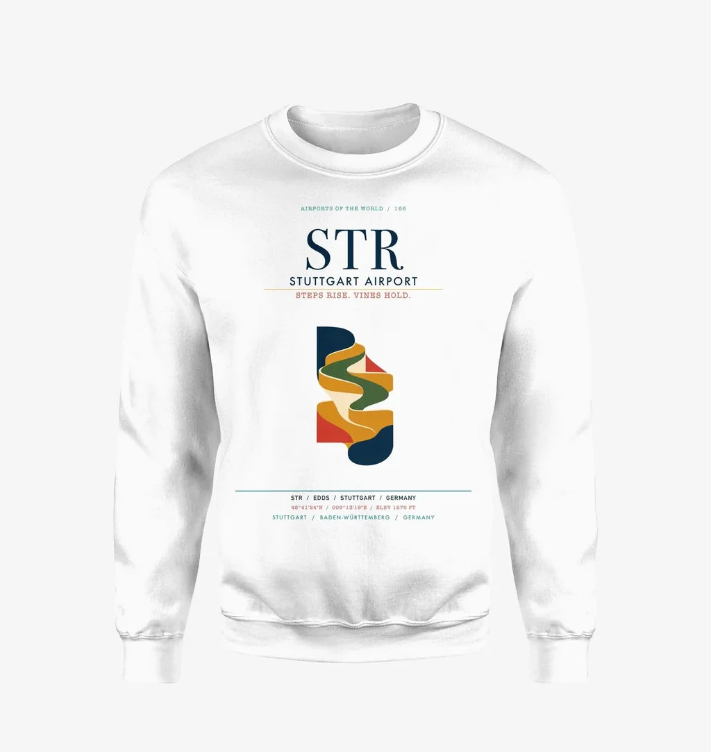 Stuttgart Airport (STR) design on white sweatshirt