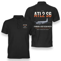 Thumbnail for Atlantique 2 Standard 6 design on black double-side polo t-shirt, double-side print