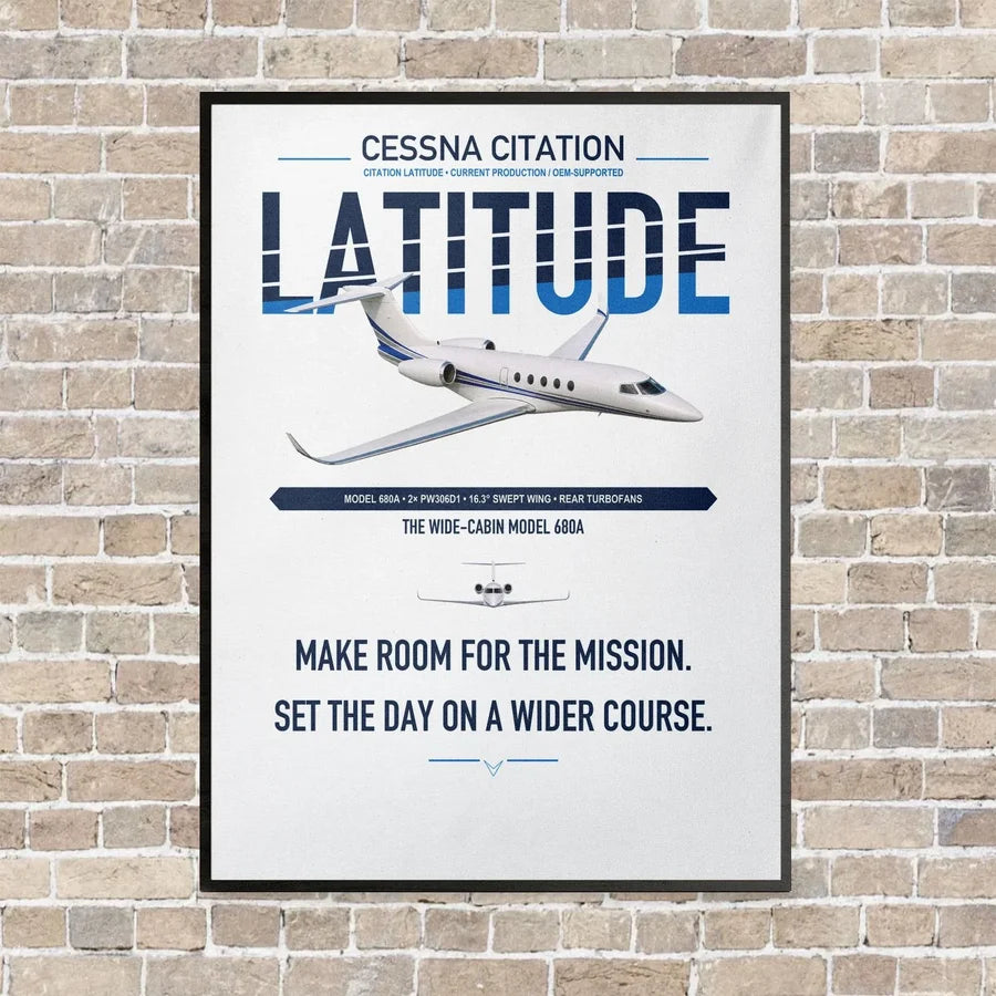 Cessna Citation Latitude vertical canvas print - framed - white background