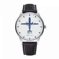 Thumbnail for Side view of ATR-72 aviation watch with leather strap in leather strap, polished finish.