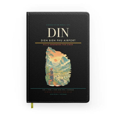 Dien Bien Phu Airport (DIN) design on black notebook