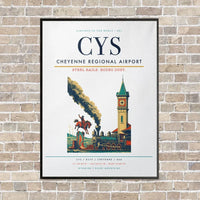 Thumbnail for Cheyenne Regional Airport CYS vertical canvas print - framed - white background