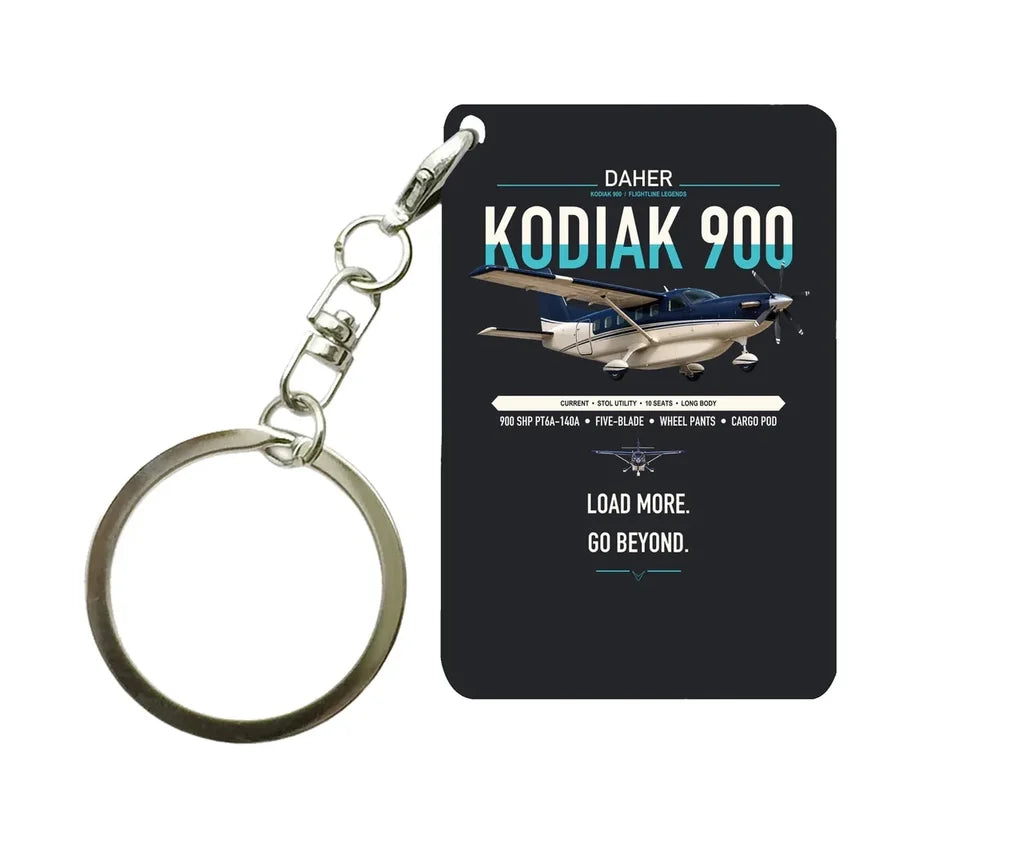 Daher Kodiak 900 design on black designed key chain, double-side print
