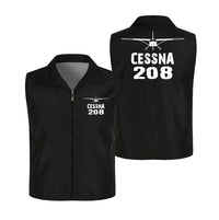 Thumbnail for Cessna 208 & Plane Thin Style aviation design printed on lightweight shell with sleeveless design thin vest.