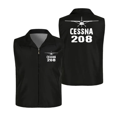 Cessna 208 & Plane Thin Style aviation design printed on lightweight shell with sleeveless design thin vest.