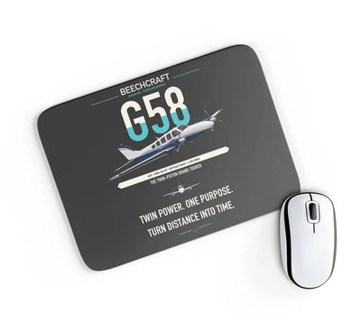 Beechcraft Baron G58 design on black rectangle mouse pad