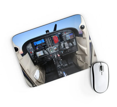 Cessna 172 Cockpit aviation design on neoprene with anti-slip base mouse pad.