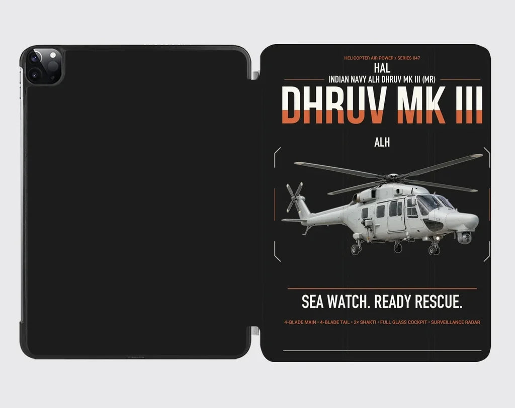 HAL ALH Dhruv Mk III design on black ipad tablet case