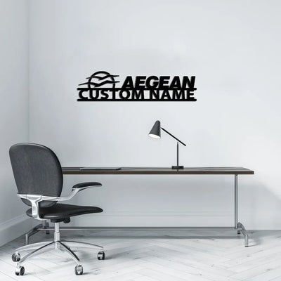 Aegean Airlines aviation design on durable metal with painted finish metal wall sign.