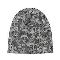 Thumbnail for Dark Coloured Airplanes aviation embroidery on soft knit fabric 3D knit beanie.