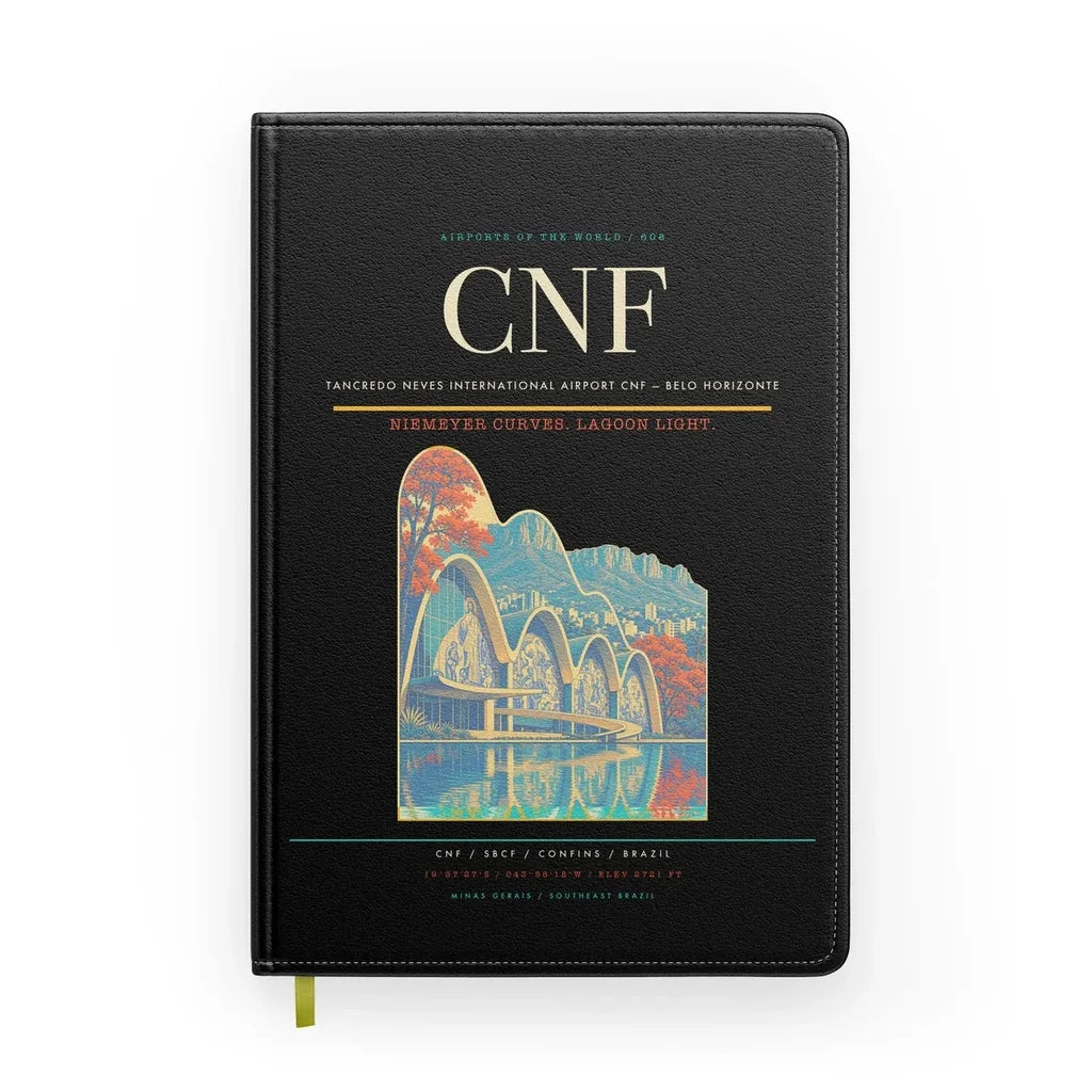 Tancredo Neves International Airport (CNF) design on black notebook