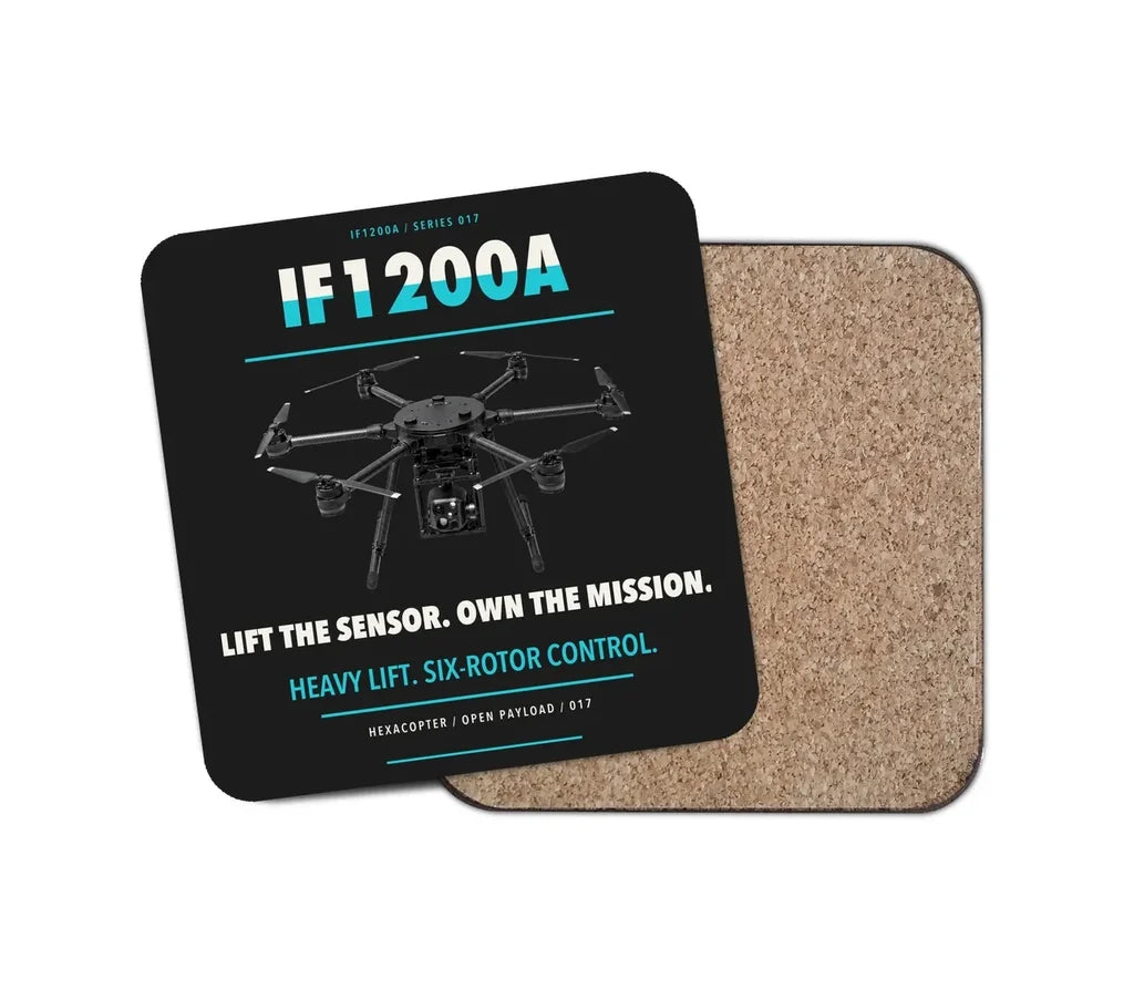 Inspired Flight IF1200A design on black 1 piece coaster