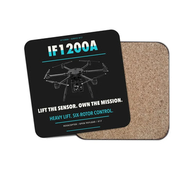 Inspired Flight IF1200A design on black 1 piece coaster
