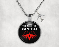 Thumbnail for Side view of The Need For Speed aviation necklace in stainless steel, polished finish.
