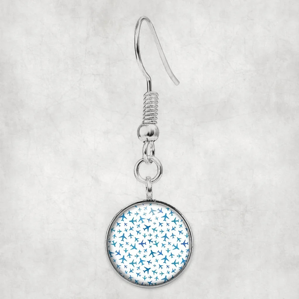 Side view of Many Airplanes White aviation earrings in hypoallergenic alloy, polished finish.