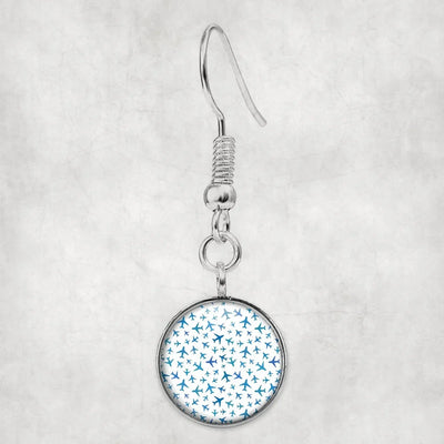 Side view of Many Airplanes White aviation earrings in hypoallergenic alloy, polished finish.